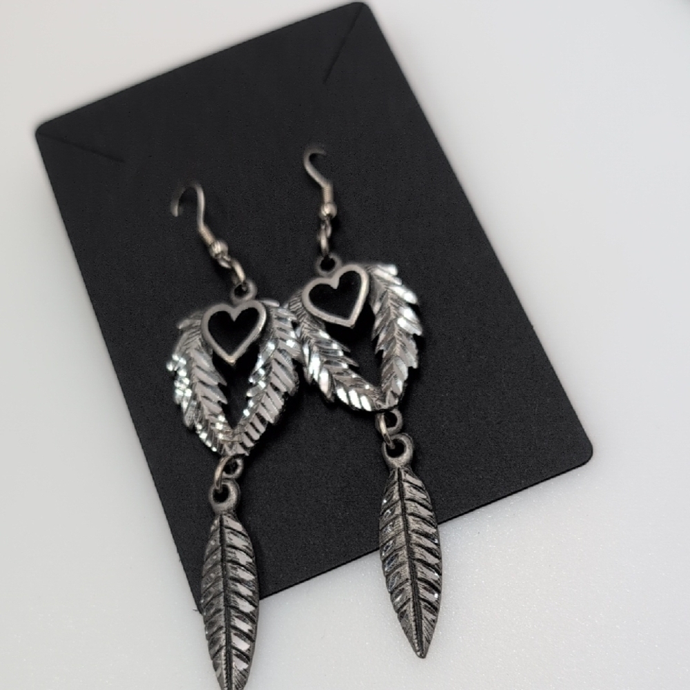 Luxe Silvertone Earring Bundle: Artisan, Feather … - image 4